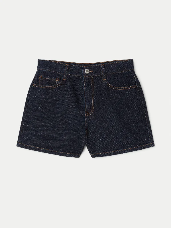 The Tina Relaxed Denim Short in Dark Wash