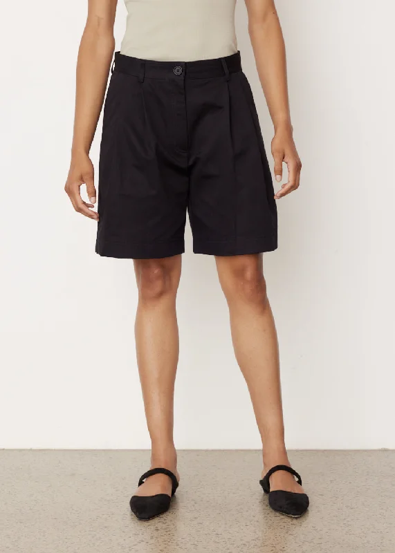 Pleated Cotton Twill Shorts