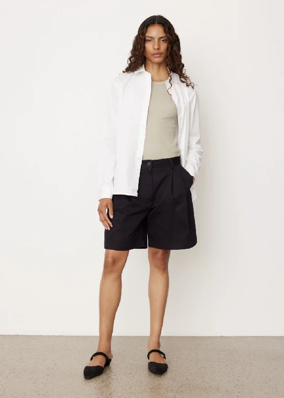 Pleated Cotton Twill Shorts