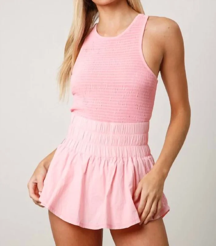 Back It Up Sporty Romper In Pink