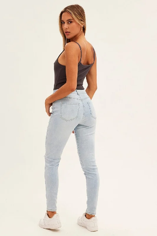 Blue Skinny Denim Jeans High Rise