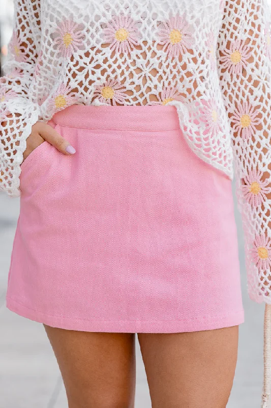 Call Me Lovely Pink Denim Skort FINAL SALE