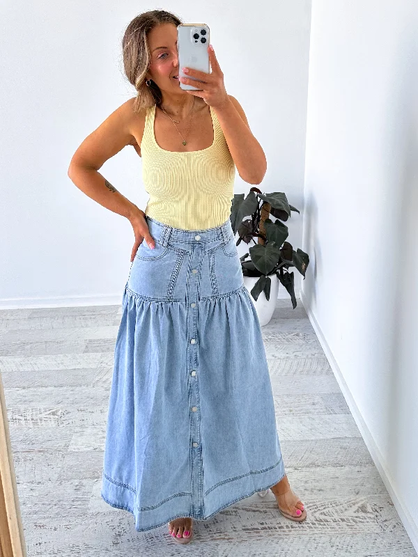 Cory Denim Skirt - Light Blue