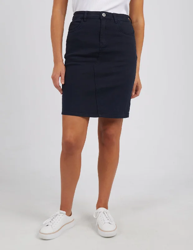 Elm Belle Denim Skirt Washed Black