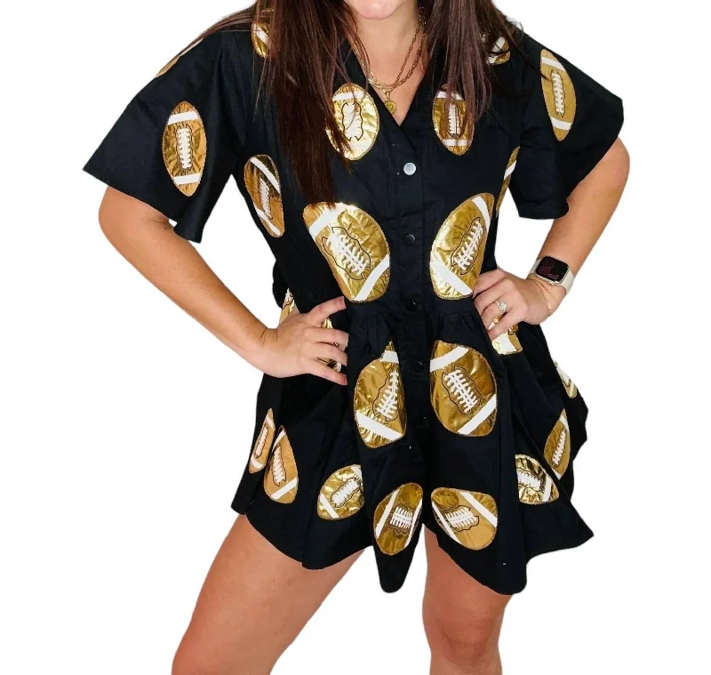 Football Romper In Black & Gold