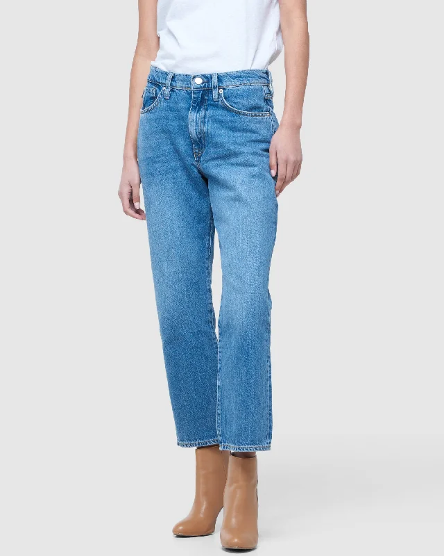 High Rise Straight Jeans | Mid Indigo Aged