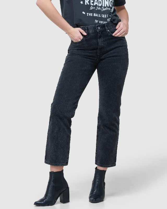 High Rise Straight Jeans | Wolcott Black Stone