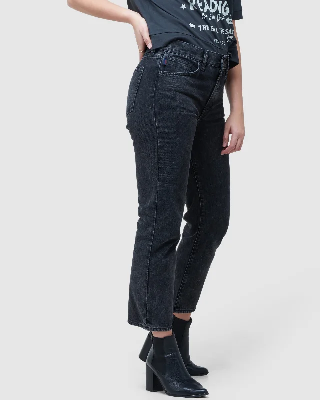 High Rise Straight Jeans | Wolcott Black Stone