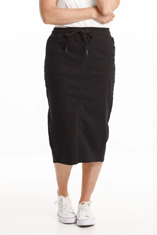 Home Lee Denim Midi Skirt Jet Black