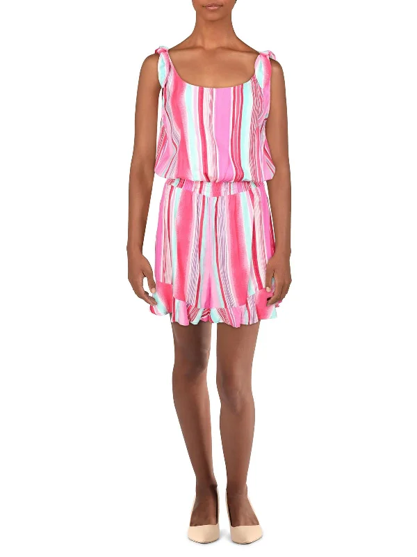 Juniors Womens Striped Short Romper