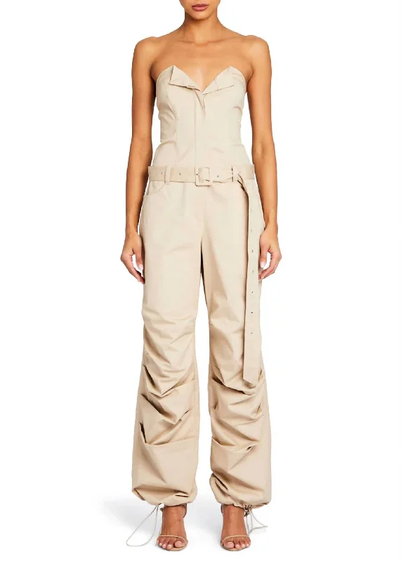 London Jumpsuit In Tan