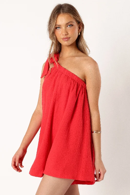 Miffy One Shoulder Playsuit - Red