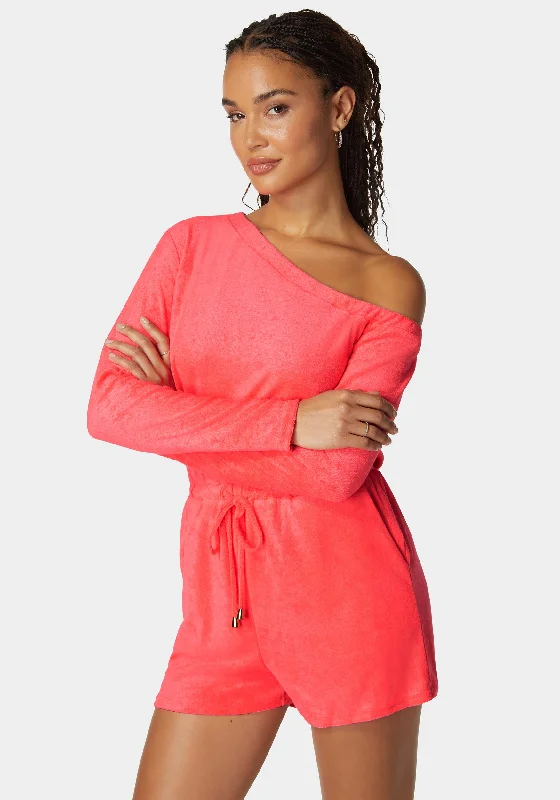 One Shoulder Knit Romper