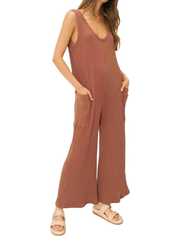 Santa Maria Sweater Rib Jumpsuit In Root Beer