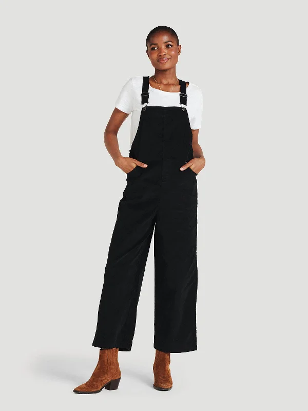 Sarai Organic Cotton Cord Dungarees - Black