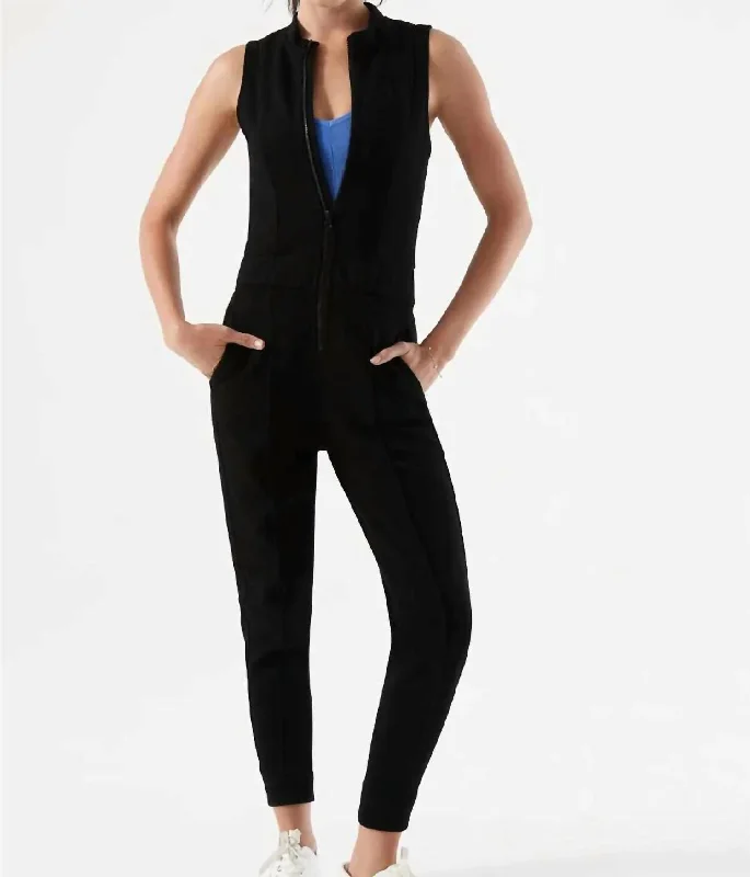 Sleek Velocity Jumpsuit In Black