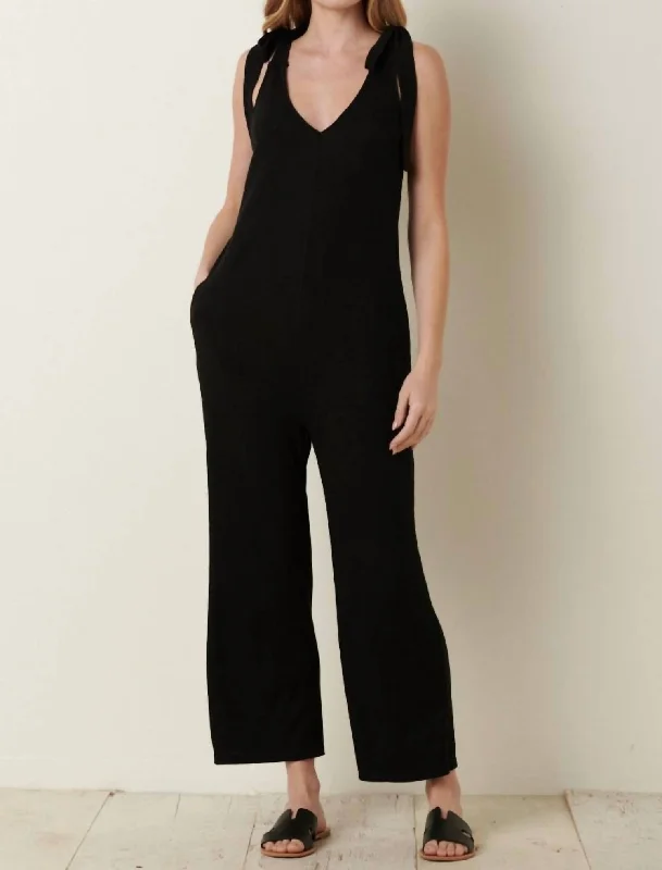 So Selfless Slub Ribbed Knit Jumpsuit In Black