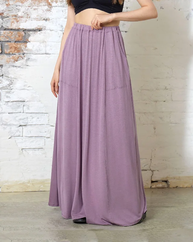 Soft Lightweight Flowy Maxi Skirt - DK.Lavender