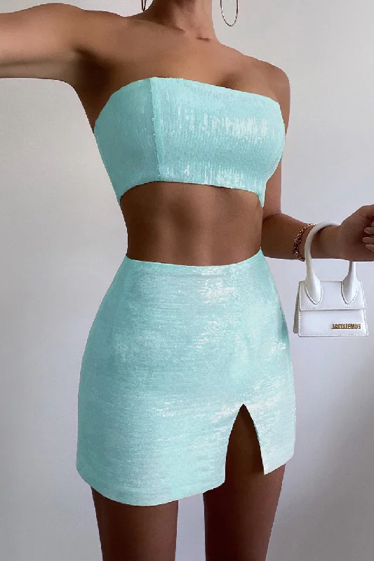 THE SEQUIN SKIRT - AQUA