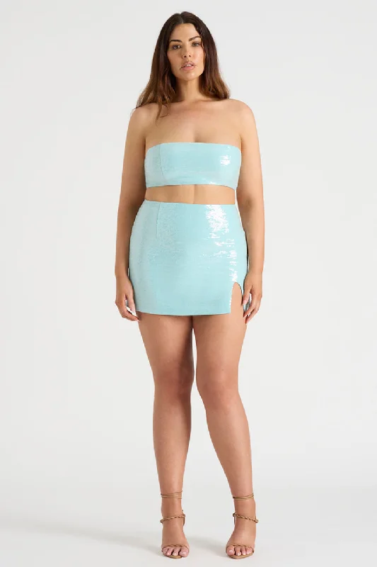 THE SEQUIN SKIRT - AQUA