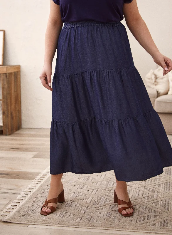 Tiered Tencel Maxi Skirt