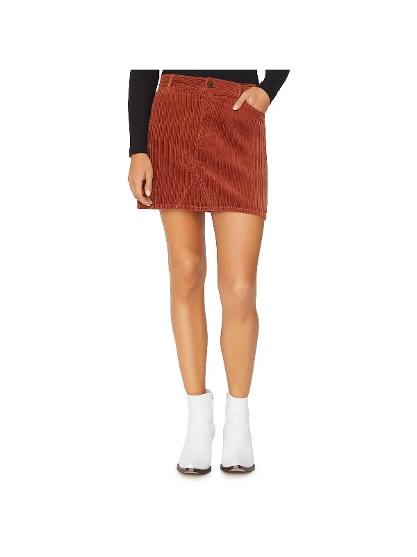 Womens Corduroy Mini Mini Skirt