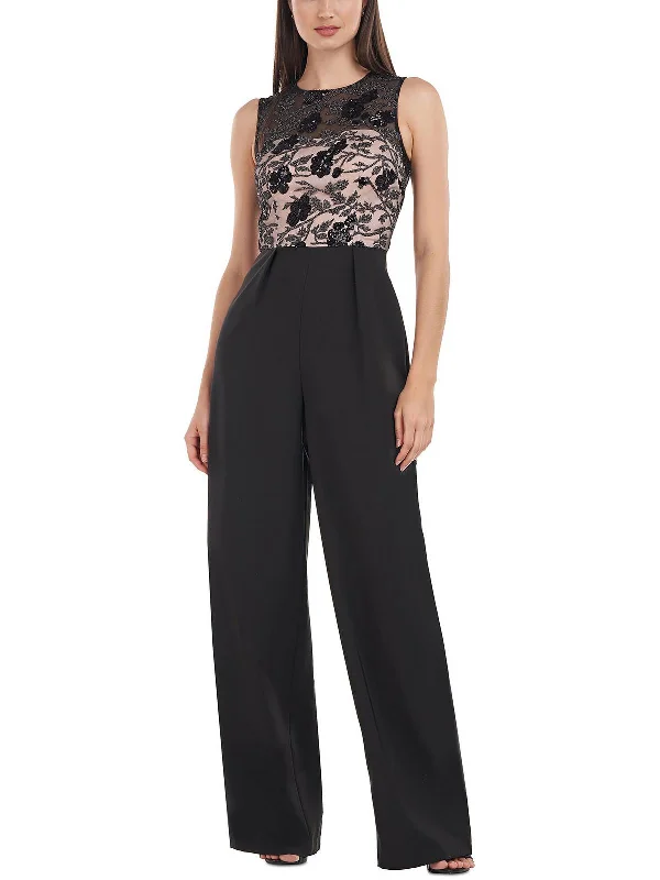 Womens Floral Wide Leg Jumpsuit