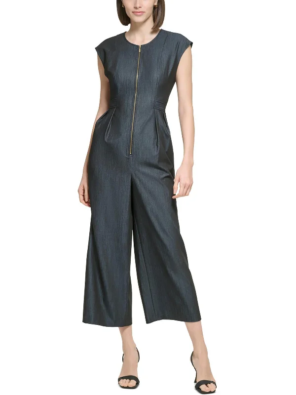 Womens Slub Wide Leg Jumpsuit