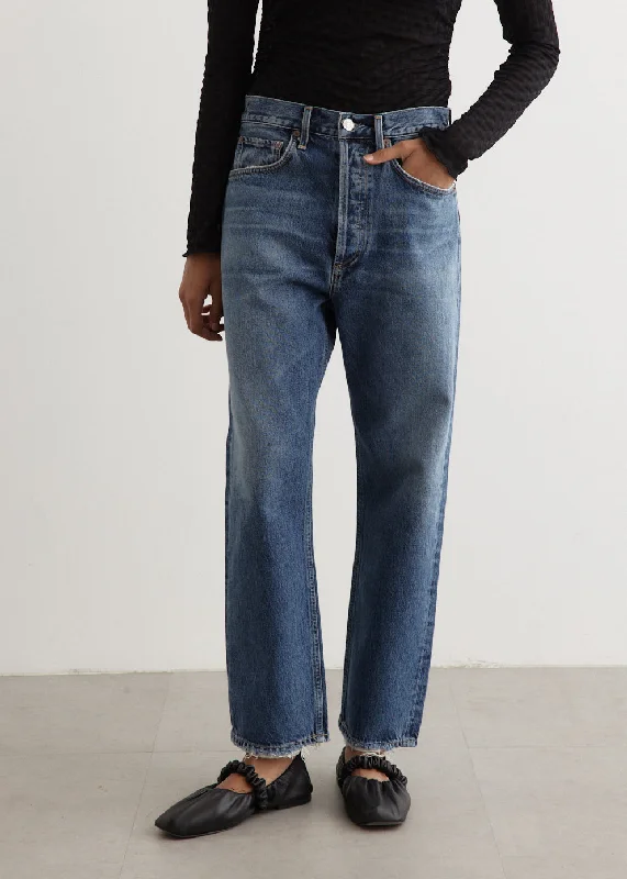 90's Crop Mid Rise Loose Straight Jeans