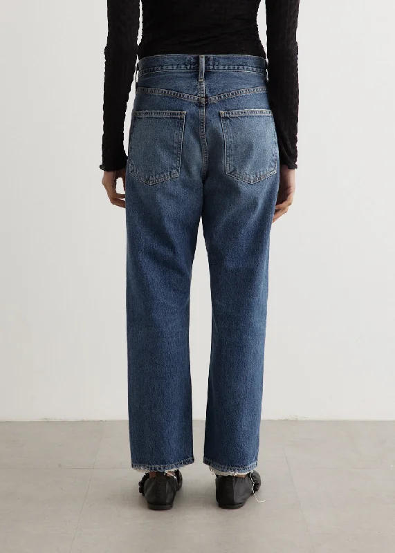 90's Crop Mid Rise Loose Straight Jeans