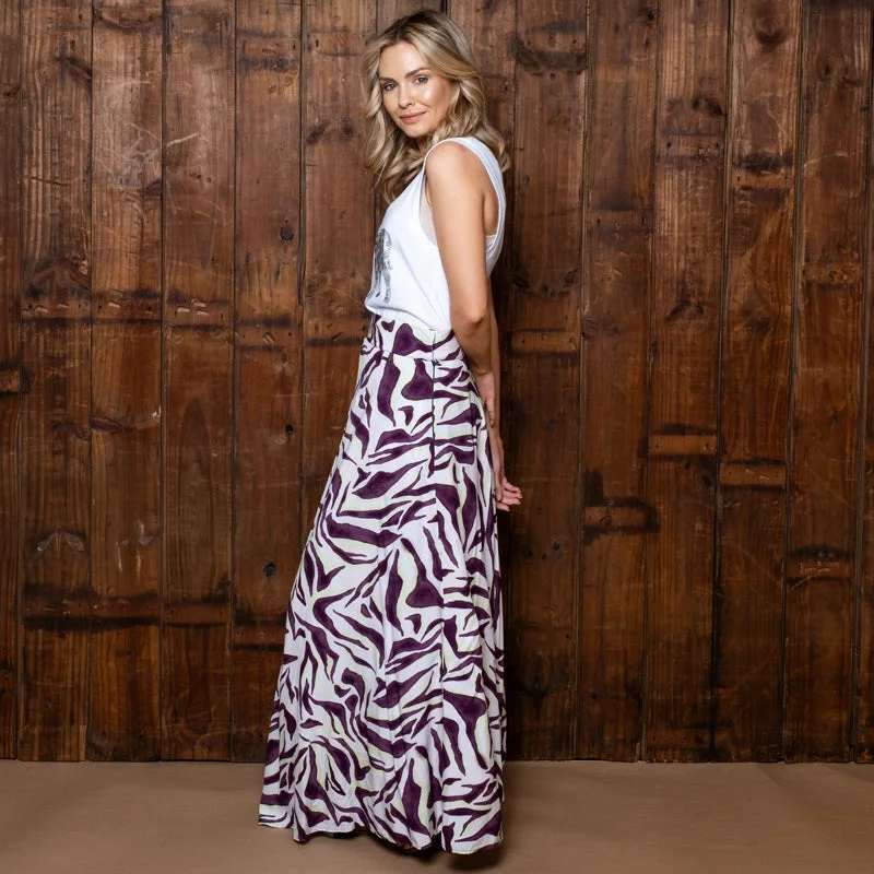 Abstract Zebra Maxi Skirt Orchid