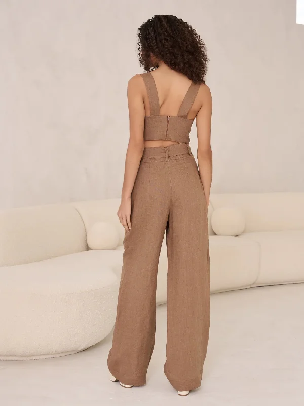 Alina Linen Pant - Pecan