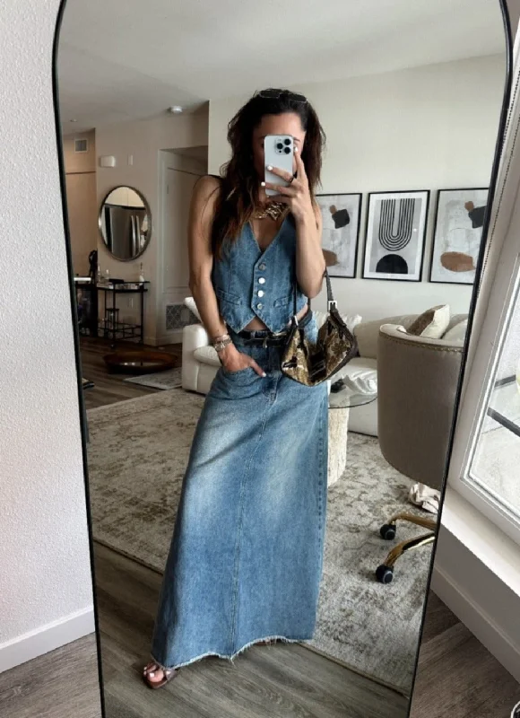 Austin Denim Maxi Skirt