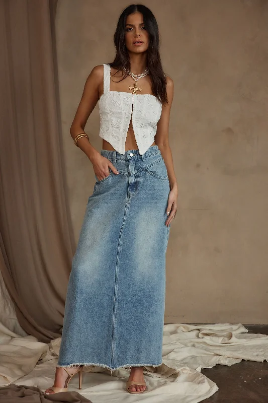 Austin Denim Maxi Skirt