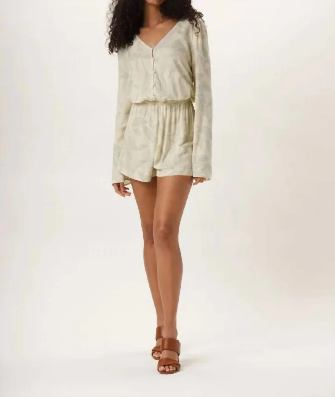 Bell Sleeve Romper In Palm Desert