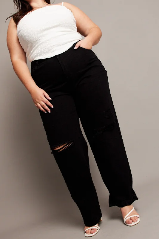 Black Baggy Jeans High Rise