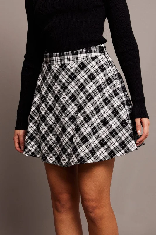 Black Check Skater Skirt Mini