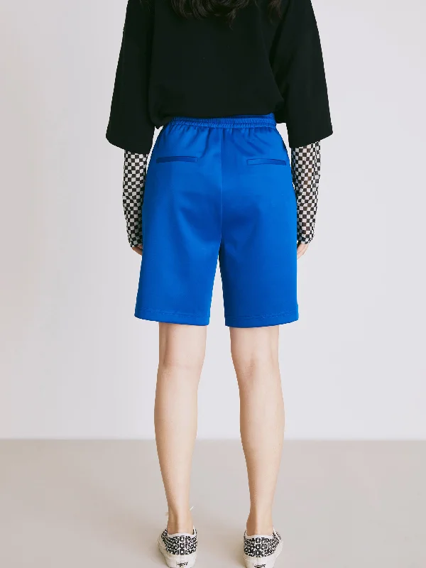 Blue Casual Drawstring Shorts