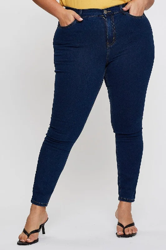 Blue Denim Jeggings High Rise