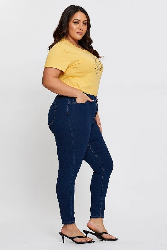 Blue Denim Jeggings High Rise