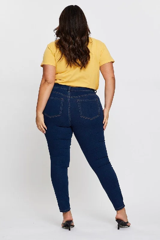 Blue Denim Jeggings High Rise