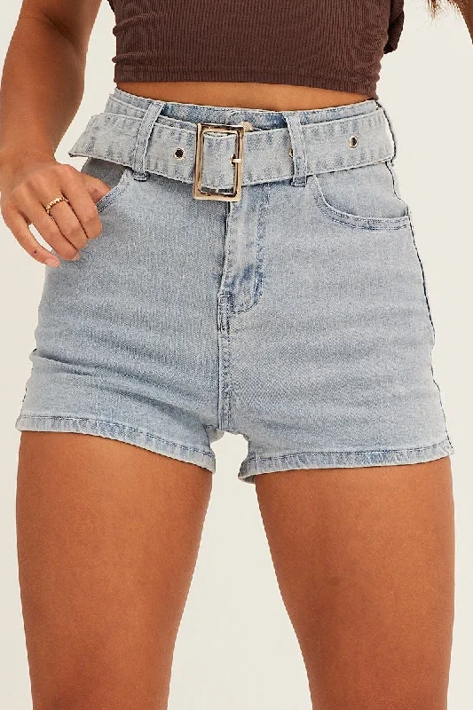 Blue High Waist Denim Shorts Skinny