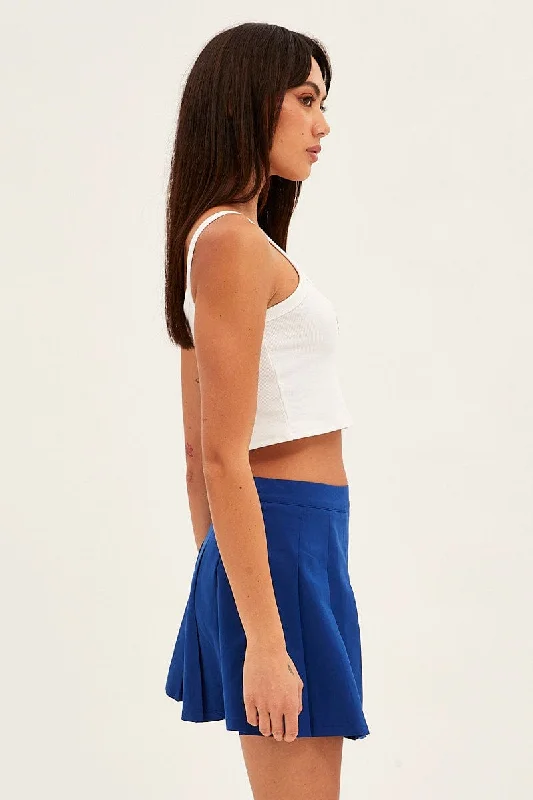 Blue Mini Skirt Skater Pleated Tennis