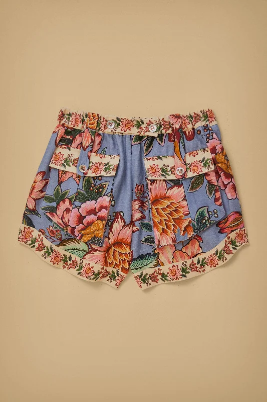 Blue Wonderful Bouquet Euroflax™ Linen Shorts