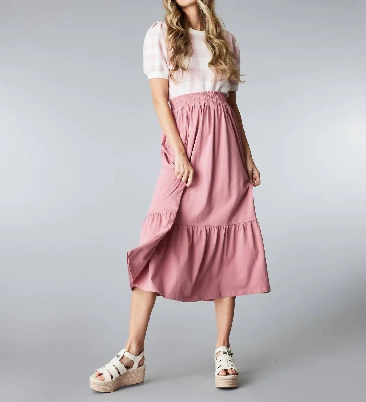 Bravo Midi Skirt In Dusty Rose