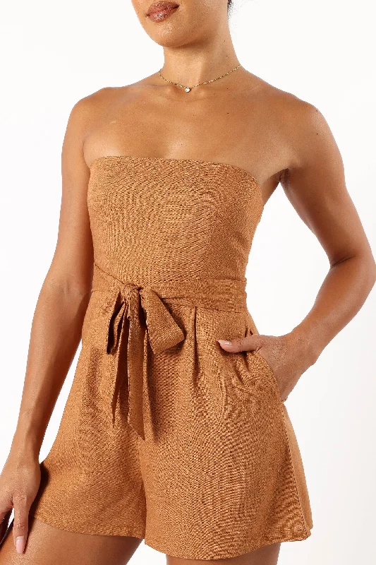 Christie Strapless Playsuit - Tan