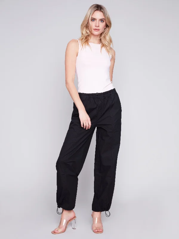 Cotton Parachute Pants - Black