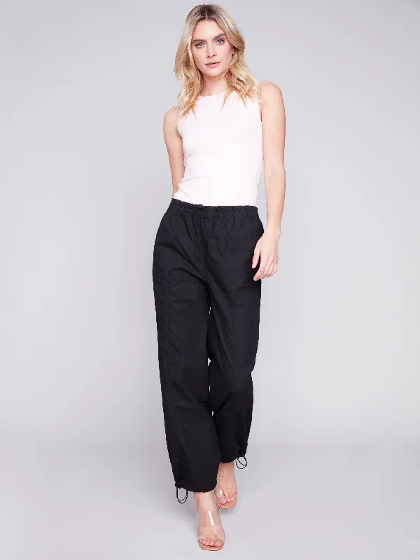 Cotton Parachute Pants - Black