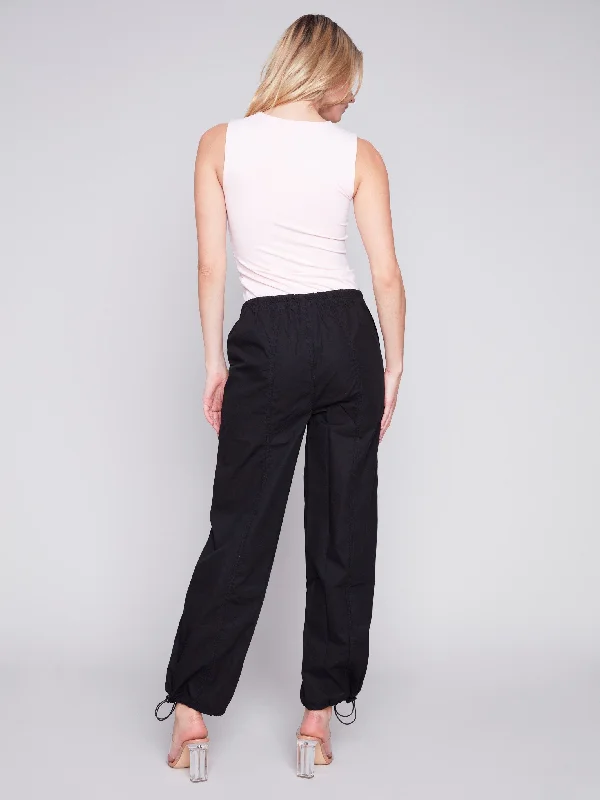 Cotton Parachute Pants - Black