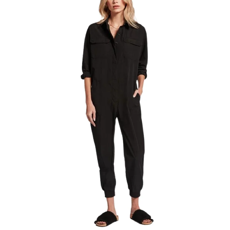 Cotton Utility Jumpsuit In Black